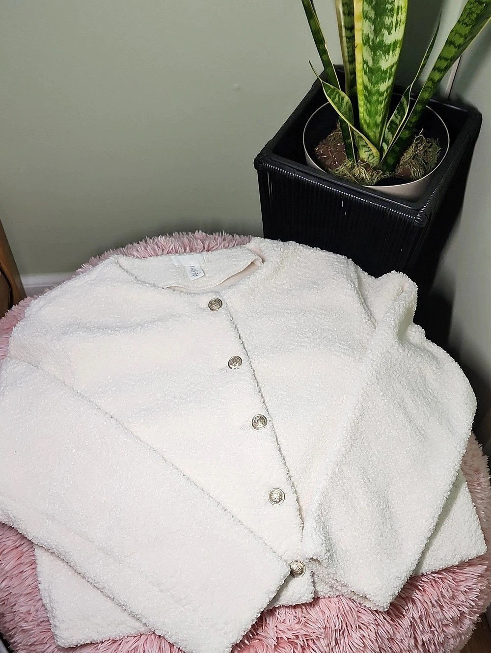 H&M Teddy Jacket White Size XL